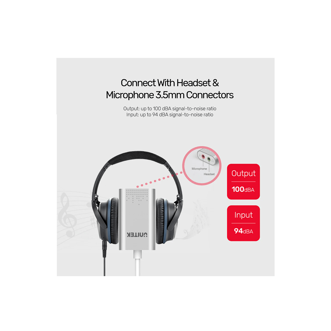 Unitek USB 2.0 External Sound Card Adapter for Stereo Audio in Qatar Unitek USB 2.0 External Sound Card Adapter for Stereo Audio in Qatar